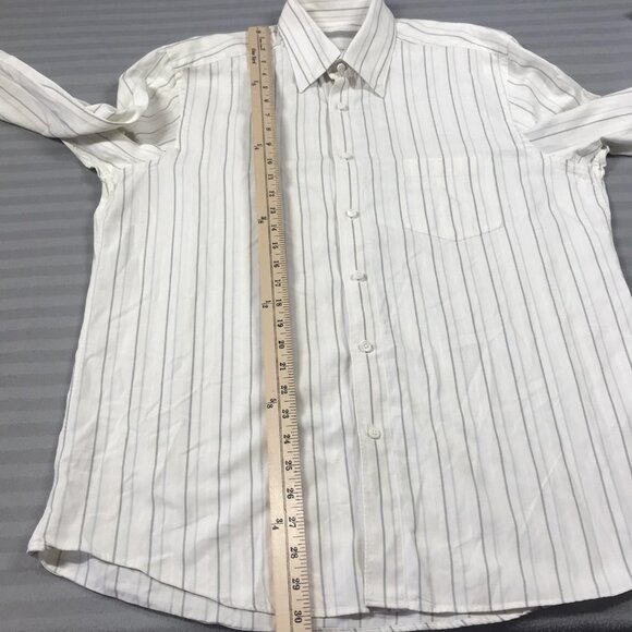 Ermenegildo Zegna Shirt Mens XL White Blue Stripe Long Sleeve Button Up Dress - Picture 6 of 11